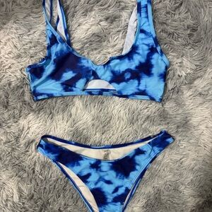 SHEIN Blue and White Bikini